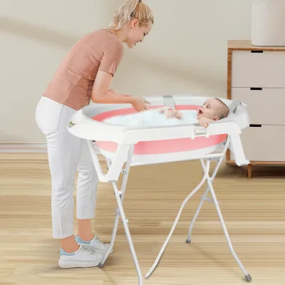 Baignoire bébé pliable avec support et siège – image 2