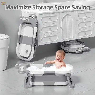 Baignoire bébé pliante grise, bleue ou rose – image 3