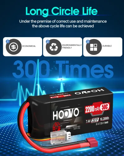 Batterie LiPo 2S 7,4 V 2200 mAh, lot de 2 – image 3