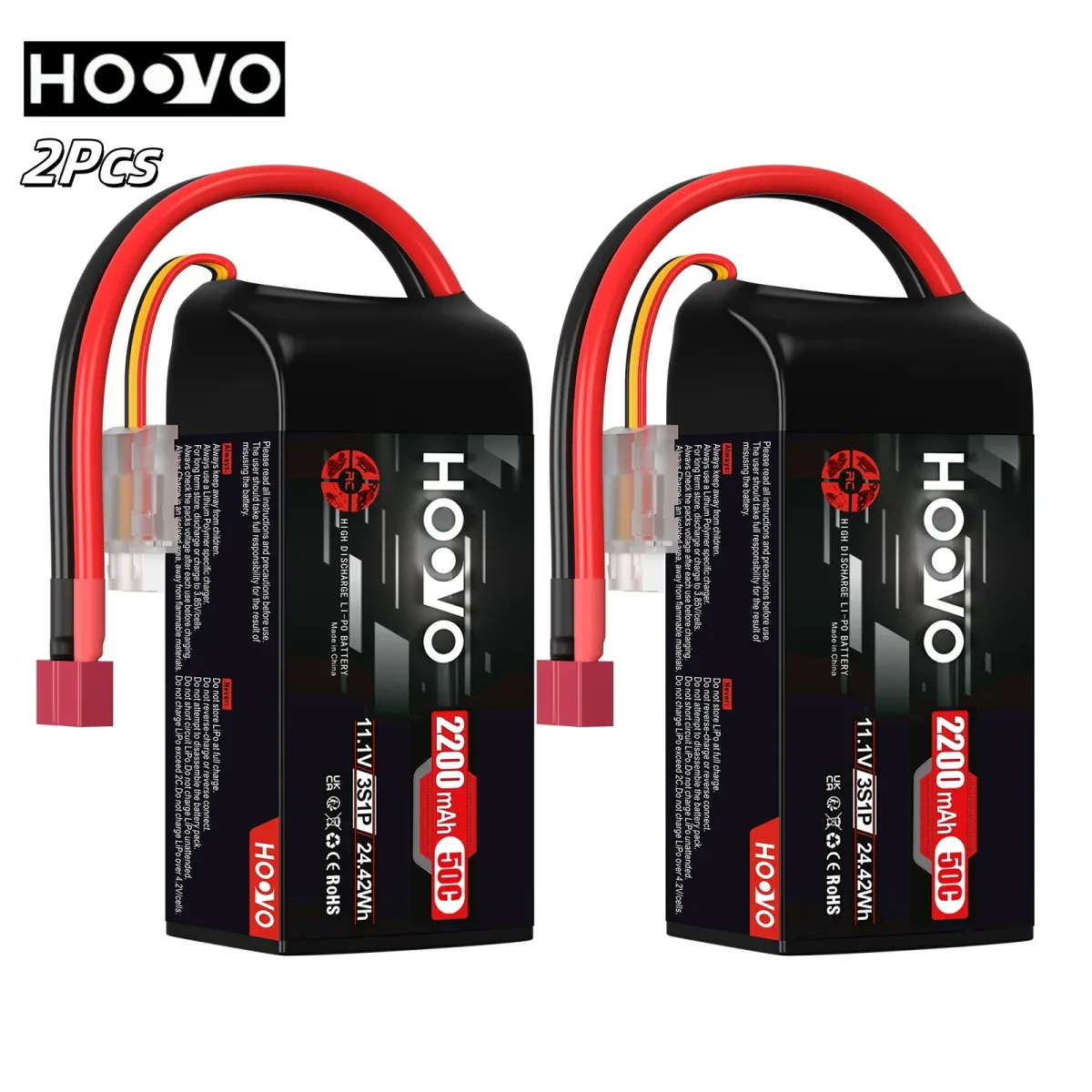 Batterie LiPo 3S 11,1 V 2200 mAh, lot de 2