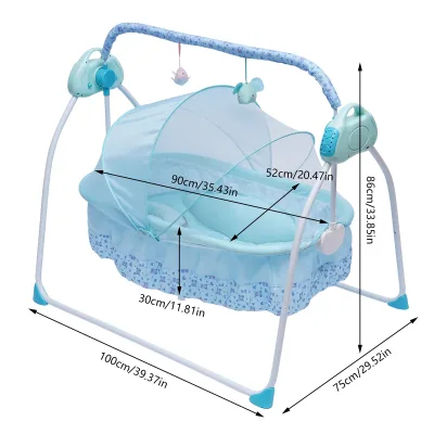 Berceau à bascule électrique bleu – image 3