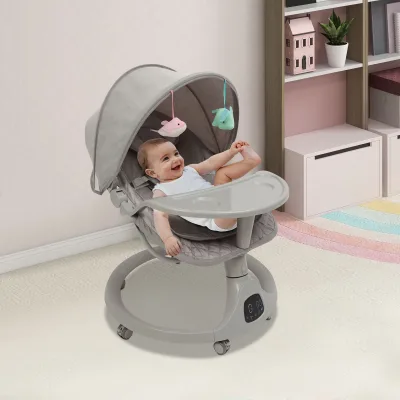 Berceau électrique bébé à bascule gris clair – image 3