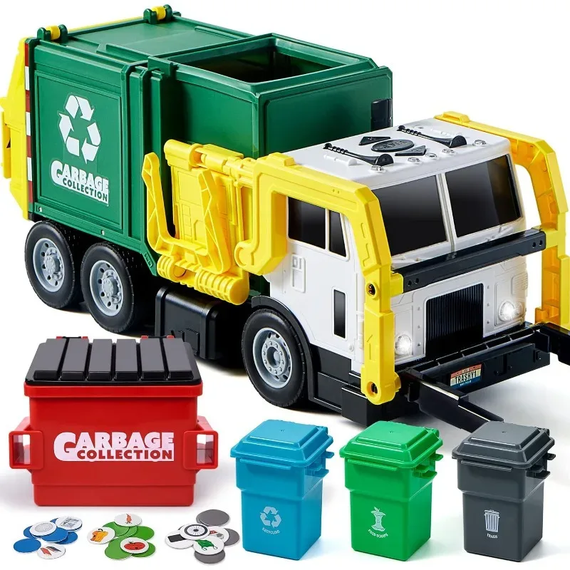 Camion à ordures jouet avec poubelles