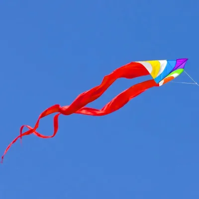 Cerf-volant delta arc-en-ciel avec poignée – image 3