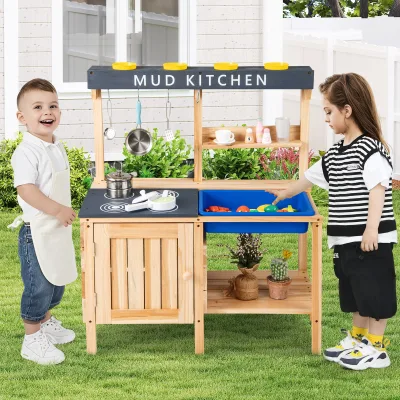 Cuisine de jeu d'extérieur en bois pour enfants – image 2