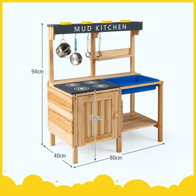 Cuisine de jeu d'extérieur en bois pour enfants – image 3