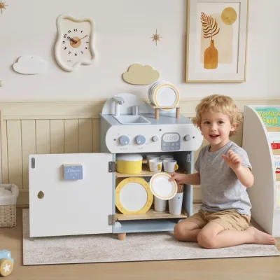 Évier de cuisine bleu en bois pour enfant – image 2