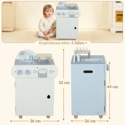 Évier de cuisine bleu en bois pour enfant – image 3