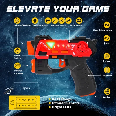 Jeu de tir laser avec 4 pistolets et 4 gilets – image 2