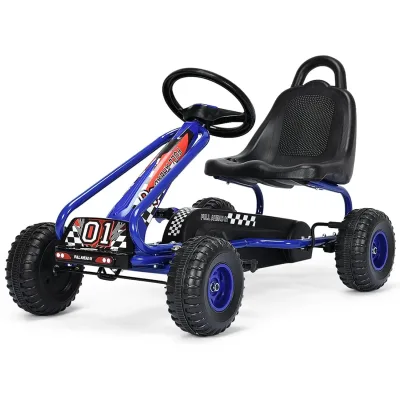 Kart à pédales bleu avec frein à main