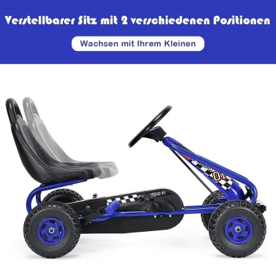 Kart à pédales bleu avec frein à main – image 2