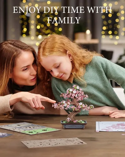 Puzzle 3D en bois, bonsaï sakura – image 3