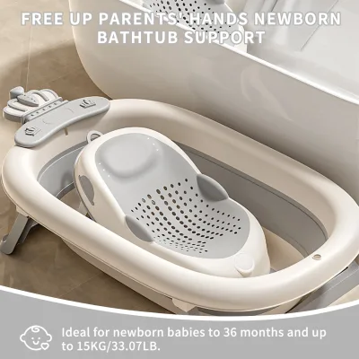 Support de bain bébé ergonomique, pieds pliables – image 3