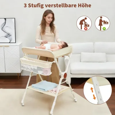 Table à langer pliable à roulettes